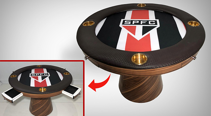 Mesa de Carteado Redonda Com Gavetas em cada posição - R14